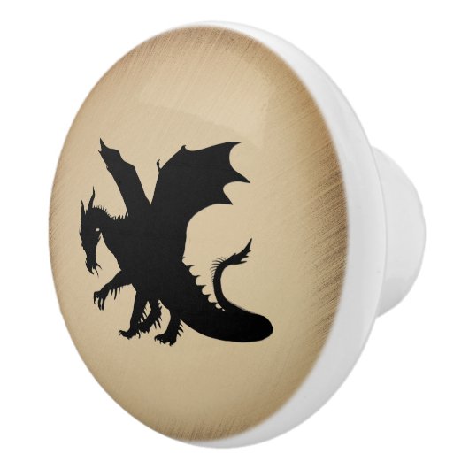 Zwarte Draak Rustieke Achtergrond Keramische Knop (Rechts)