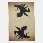 Zwarte Draak Rustieke Achtergrond Theedoek (Verticaal)