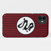 Zwarte draak Silhouette op rode strepen Case-Mate iPhone Case (Achterkant (horizontaal))
