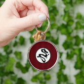 Zwarte draak Silhouette op rode strepen Sleutelhanger (Hand)