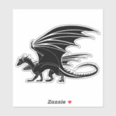 Zwarte draak sticker (Vel)