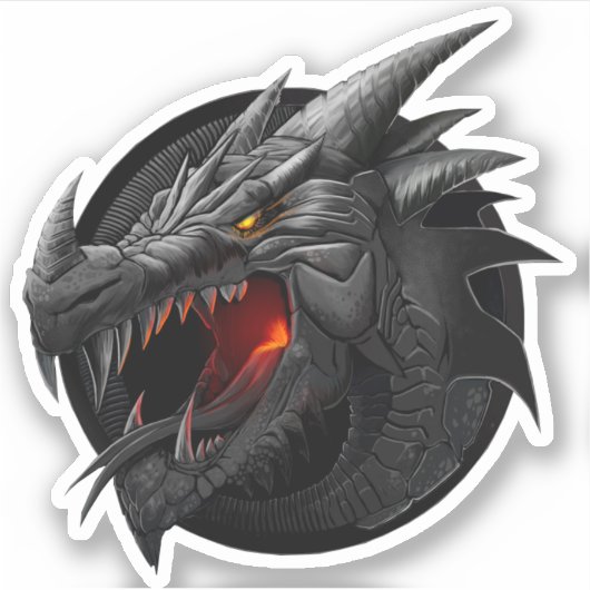 Zwarte Draak Sticker (Voorkant)