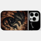 Zwarte draak stijgt boven bos Case-Mate iPhone case (Achterkant (horizontaal))