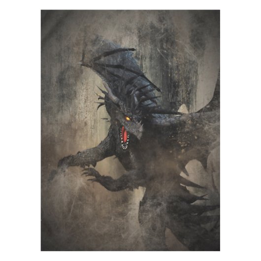 Zwarte draak tafelkleed (Voorkant)