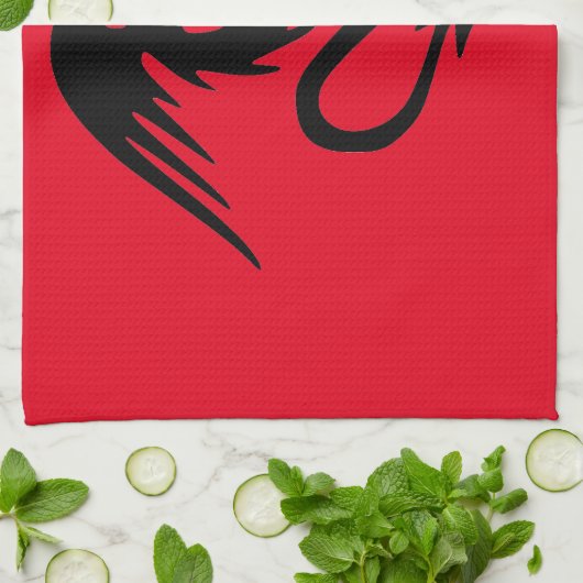 Zwarte draak theedoek (Gevouwen)