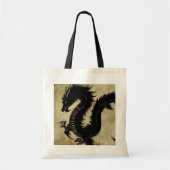 Zwarte draak tote bag (Voorkant)