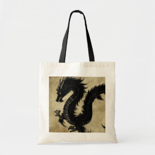 Zwarte draak tote bag