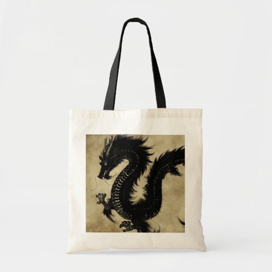 Zwarte draak tote bag (Voorkant)