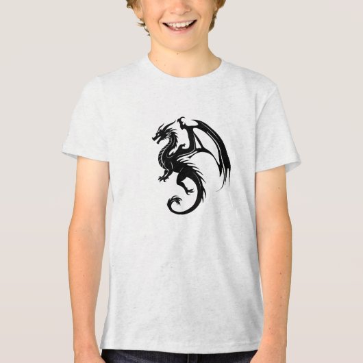 Zwarte draak Tri-Blend shirt (Voorkant)