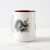 Zwarte draak tweekleurige koffiemok (Voorkant links)