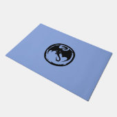 Zwarte Dragon blauwe deurmat (Schuin)