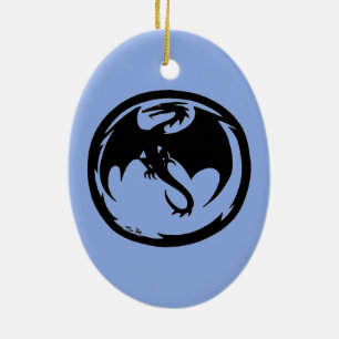 Zwarte dragon Blauwe keramische versiering Keramisch Ornament