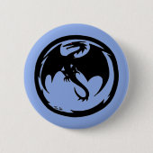 Zwarte Dragon blauwe knop Ronde Button 5,7 Cm (Voorkant)