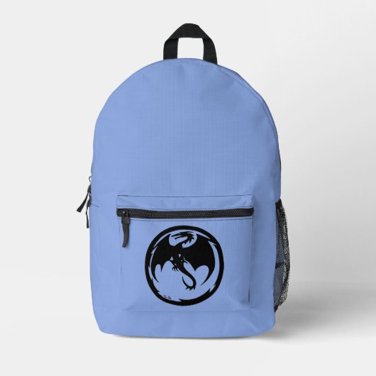 Zwarte Dragon blauwe rugzak (Voorkant)