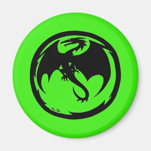 Zwarte Dragon Green magnet (Voorkant)