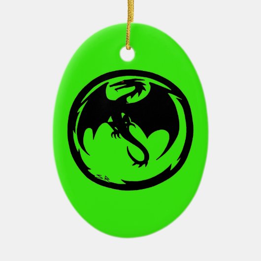 Zwarte Dragon Groene keramische versiering Keramisch Ornament (Voorkant)