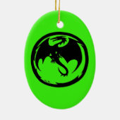 Zwarte Dragon Groene keramische versiering Keramisch Ornament (Achterkant)