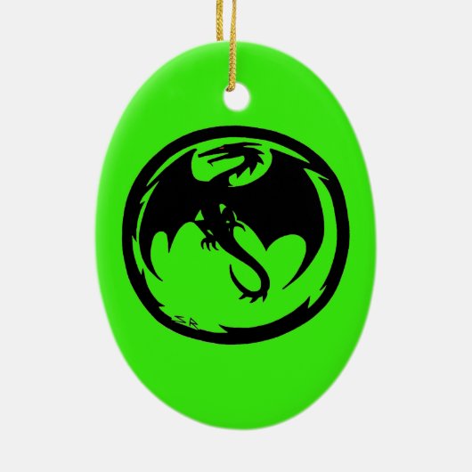 Zwarte Dragon Groene keramische versiering Keramisch Ornament (Achterkant)