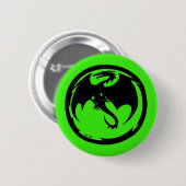 Zwarte Dragon groene knop Ronde Button 5,7 Cm (Voorkant /achterkant)