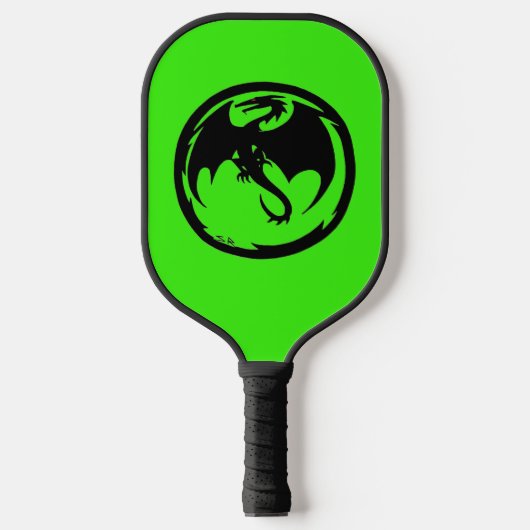 Zwarte Dragon groene pickleball paddle carbon (Voorkant)