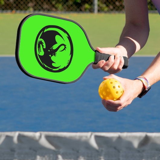 Zwarte Dragon groene pickleball paddle carbon (Insitu)