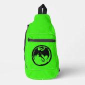 Zwarte Dragon groene sling tas rugzak (Voorkant)