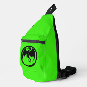 Zwarte Dragon groene sling tas rugzak