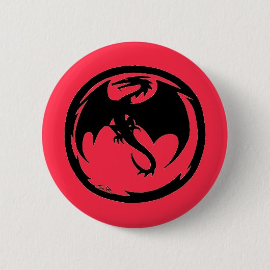 Zwarte Dragon koraal knop Ronde Button 5,7 Cm (Voorkant)