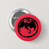Zwarte Dragon koraal knop Ronde Button 5,7 Cm (Voorkant /achterkant)