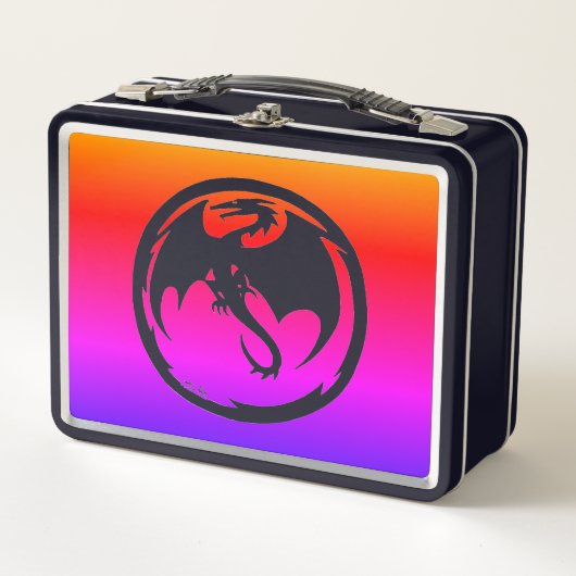 Zwarte dragon Neon lunchbox (Voorkant)
