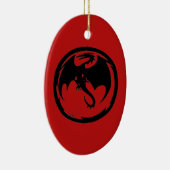 Zwarte dragon Rode keramische sierbloem Keramisch Ornament (Rechts)