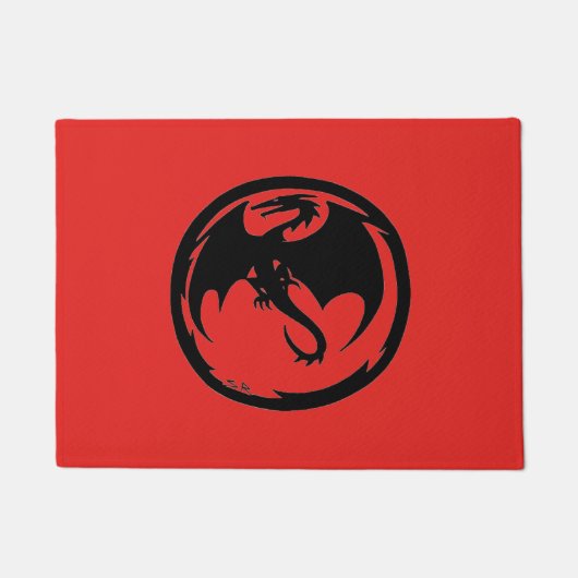 Zwarte Dragon rode kleine deurmat (Voorkant)