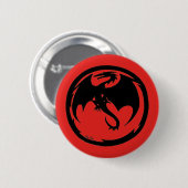 Zwarte Dragon rode knop Ronde Button 5,7 Cm (Voorkant /achterkant)