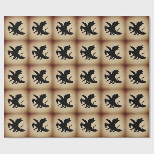Zwarte Dragon Rustic Achtergrond Cadeaupapier (Vlak)