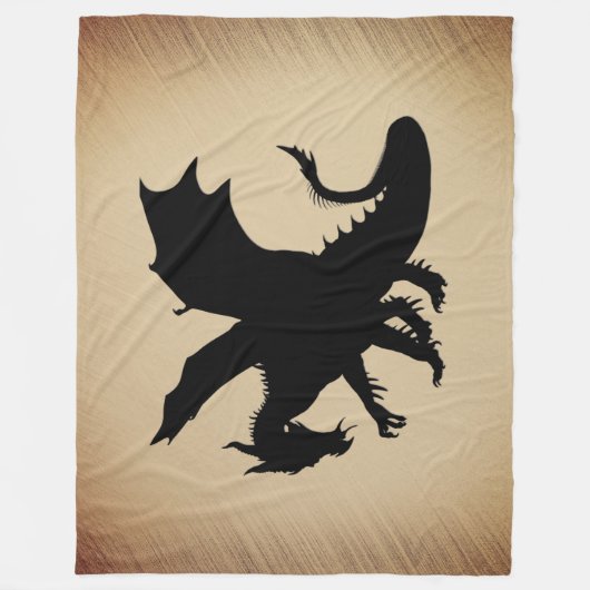 Zwarte Dragon Rustic Achtergrond Fleece Deken (Voorkant)