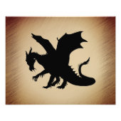 Zwarte Dragon Rustic Achtergrond Foto Afdruk (Voorkant)