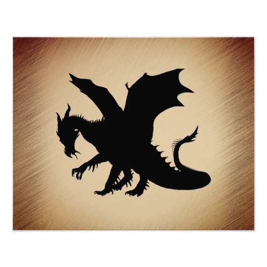 Zwarte Dragon Rustic Achtergrond Foto Afdruk (Voorkant)