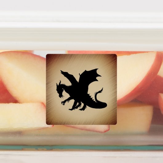 Zwarte Dragon Rustic Achtergrond Labels (Aangebracht)