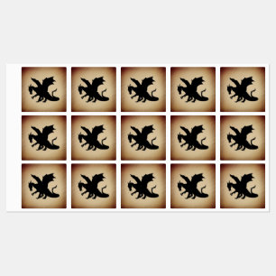 Zwarte Dragon Rustic Achtergrond Labels