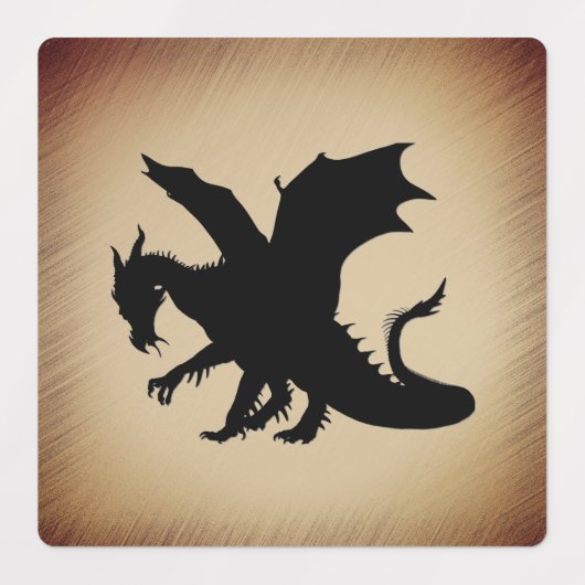 Zwarte Dragon Rustic Achtergrond Labels (Design 2)