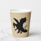Zwarte Dragon Rustic Achtergrond Papieren Bekers (Achterkant)