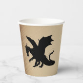 Zwarte Dragon Rustic Achtergrond Papieren Bekers (Voorkant)