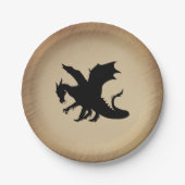 Zwarte Dragon Rustic Achtergrond Papieren Bordje (Voorkant)