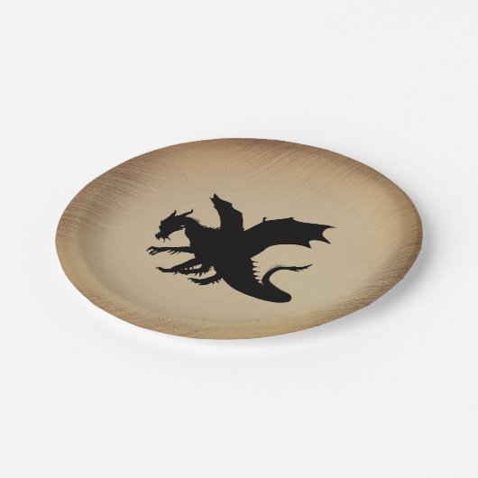 Zwarte Dragon Rustic Achtergrond Papieren Bordje (Gekanteld)