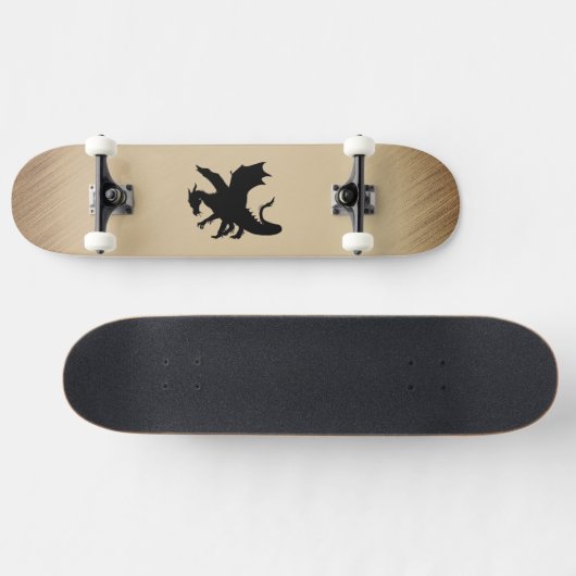 Zwarte Dragon Rustic Achtergrond Persoonlijk Skateboard (Horizontaal)