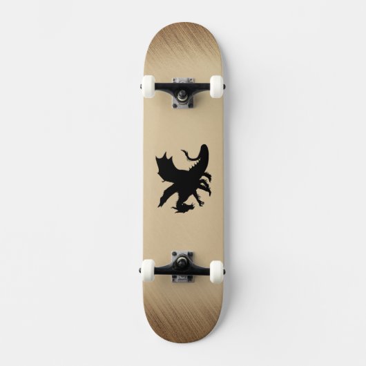 Zwarte Dragon Rustic Achtergrond Persoonlijk Skateboard (Voorkant)