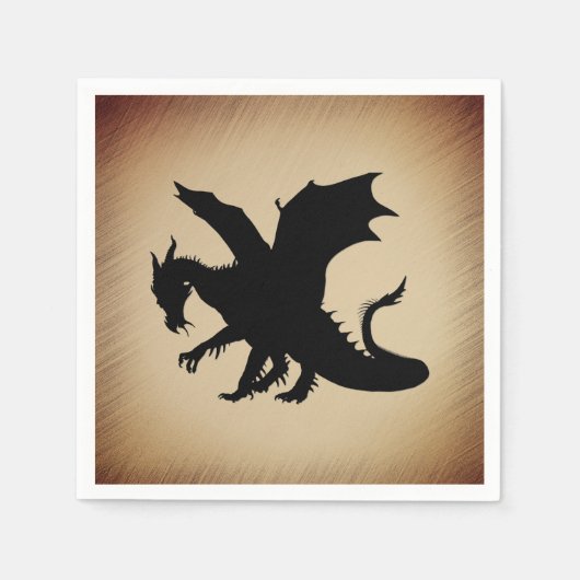 Zwarte Dragon Rustic Achtergrond Servet (Voorkant)