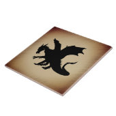 Zwarte Dragon Rustic Achtergrond Tegeltje (Zijkant)