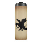Zwarte Dragon Rustic Achtergrond Thermosbeker (Voorkant)