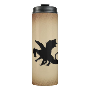 Zwarte Dragon Rustic Achtergrond Thermosbeker